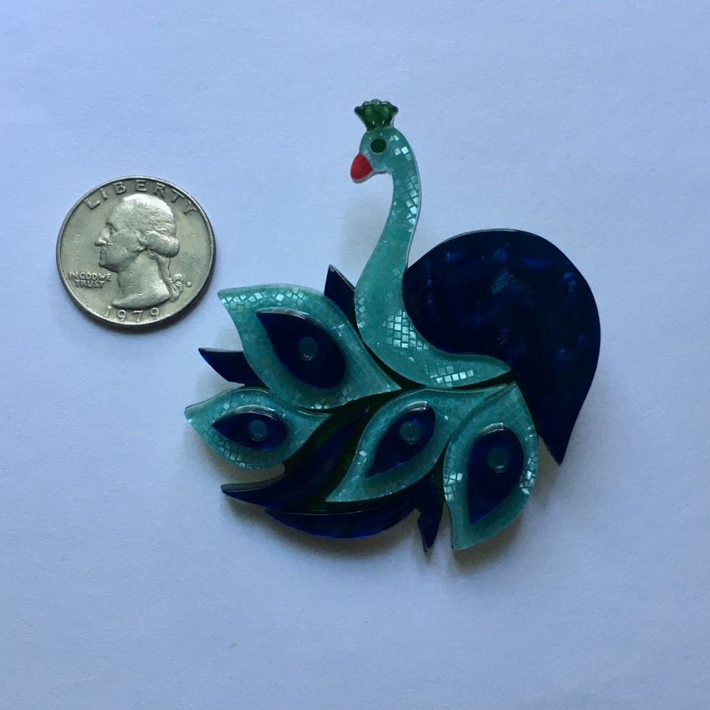 Acrylic peacock brooch add to any bundle